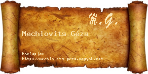 Mechlovits Géza névjegykártya